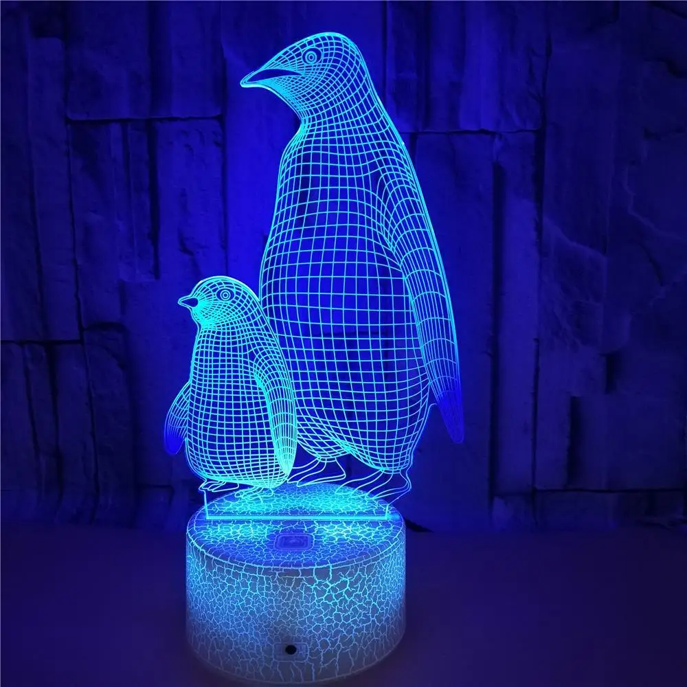 Nighdn-Lámpara 3D de pingüino para niños, luz nocturna de animales, decoración de dormitorio, regalos de cumpleaños para niño y niña