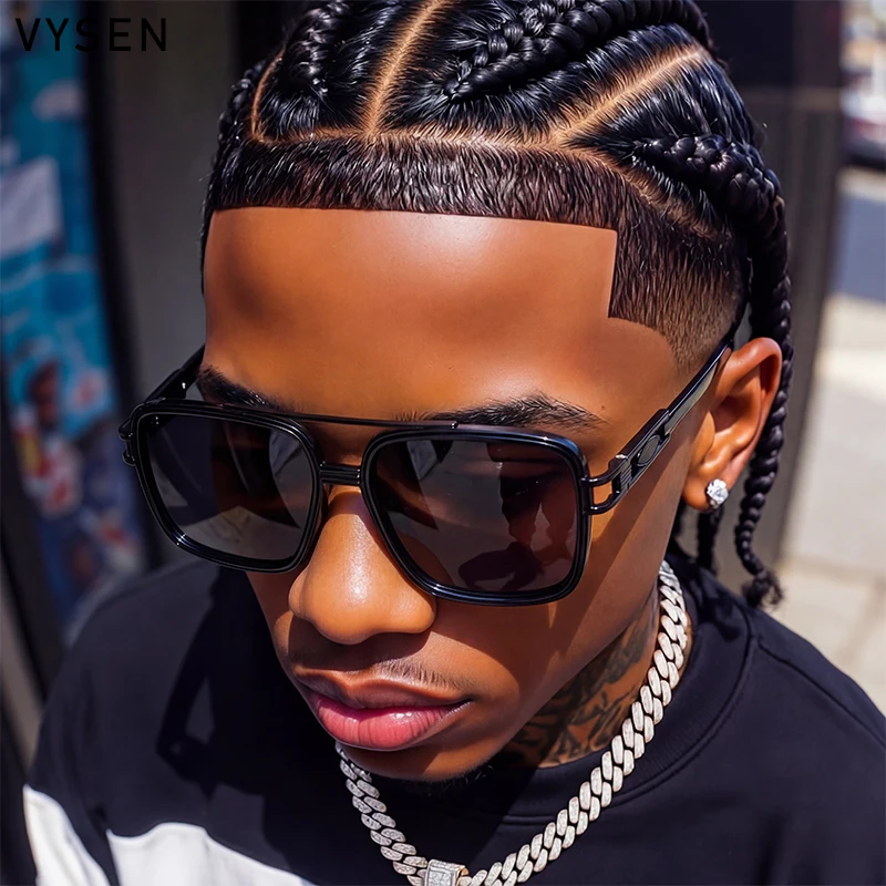 

Oversized Square Sunglasses Men 2026 Luxury Designer Retro Double Bridge Metal Frame Sun Glasses For Male Outdoor Driving Shades