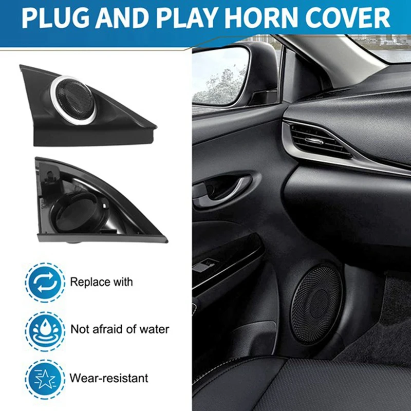 Car Door Panel Audio Horn Cover Tweeter Triple-Cornered Speaker Loudspeaker Cover Trim For Toyota Vios Yaris 2013-2019