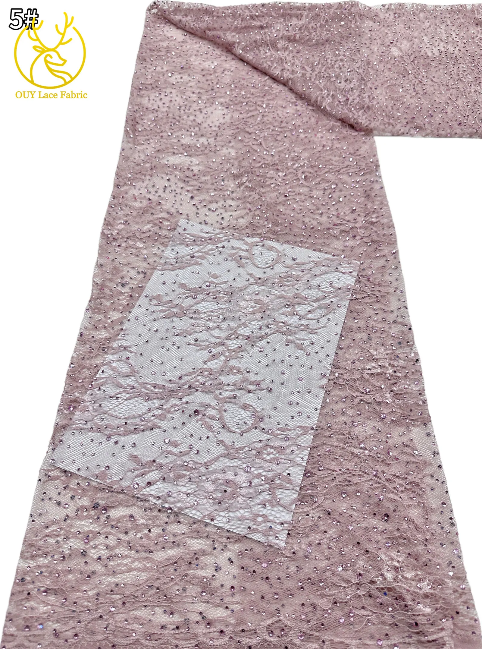 5 Yards französische Stickerei-Tüll-Diamantspitze, nigerianische afrikanische Pailletten-Perlen-Spitze für Damen, Partykleid, Hochzeitskleid, Nähen – Detail 19
