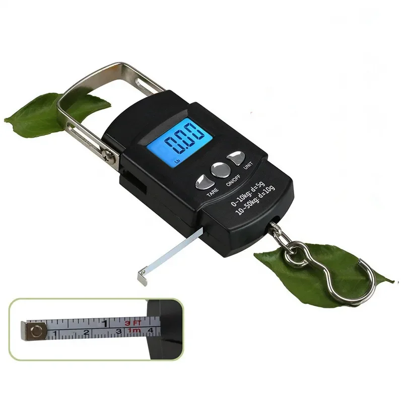 

Fishing Scale, Hanging Scale, 110lb/50kg Portable Electronic Digital Postal Hook Luggage Shopping Scale With Measuring Tape