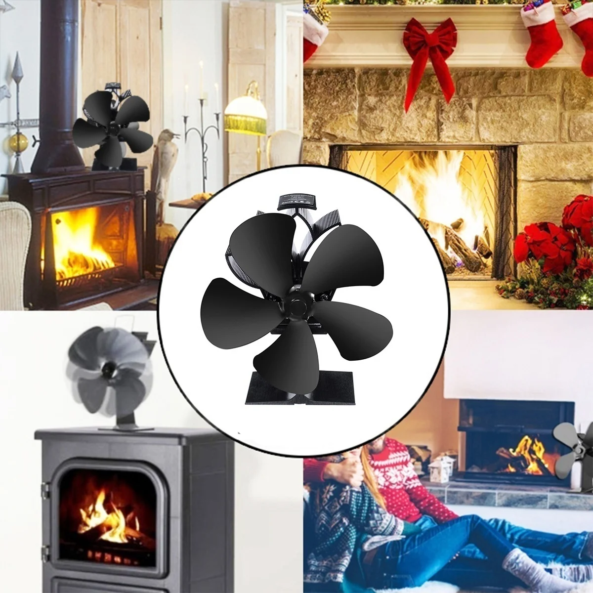 5 Blade Stove Fan Heat Powered Fireplace Fan Log Wood Burner Eco-fan Quiet Fireplace Fan Heater Home Efficient Heat Distribution