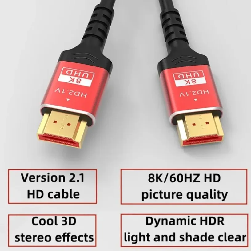 8K HDTV-кабель 2.1 HDMI-совместимый для Xiaomi TV Box PS5 Сверхвысокоскоростной совместимый шнур HDTV 2.1 8K @ 60 Гц для ПК-проектора