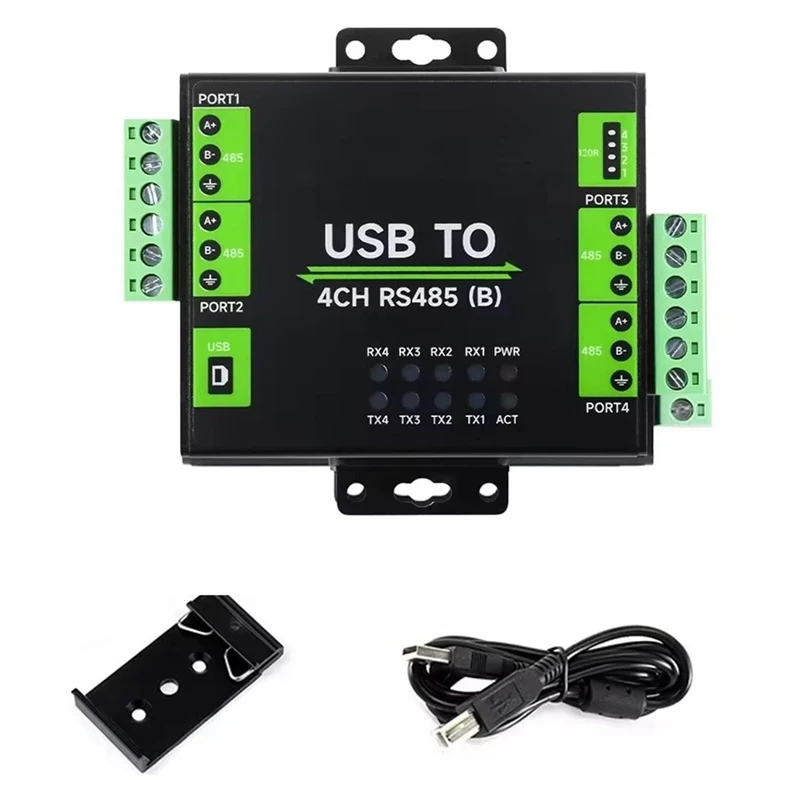 Industrial Isolated USB To 4Ch RS485 Converter (B) 26545 CH344L Chip, Multi Protection Circuits, Multi Systems Support