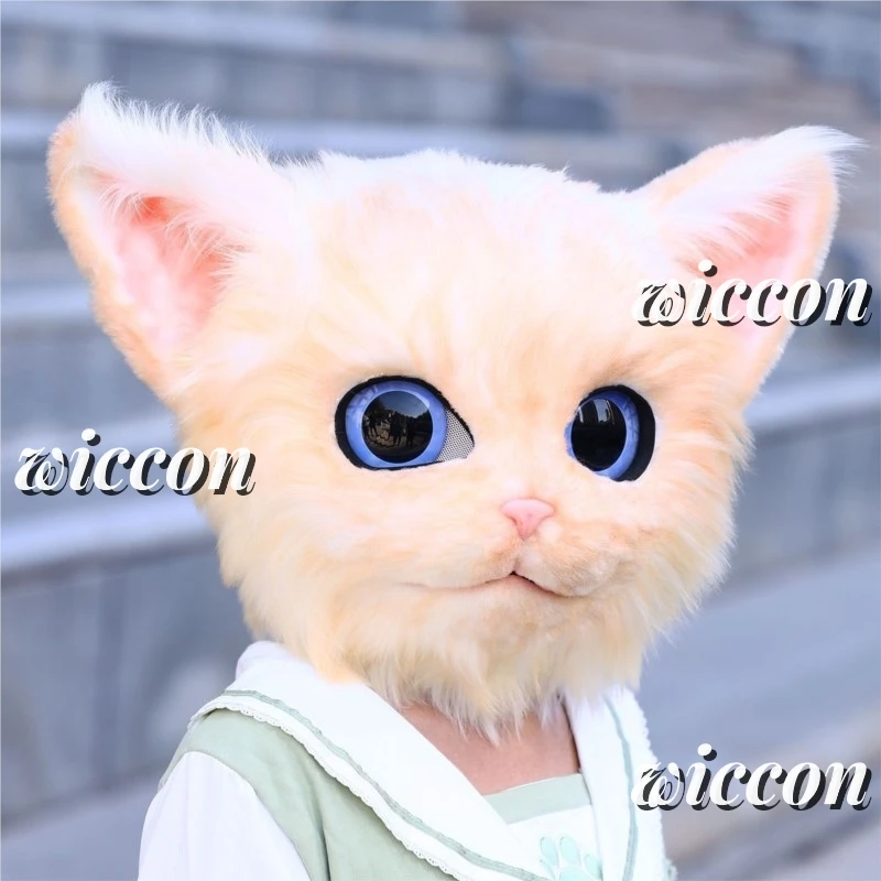 코스튬 애니메이션 코스프레 페르시아 고양이 모피 머리 마스크, 키그 모피 세트 모피 마스크, 부활절 파티 코스튬