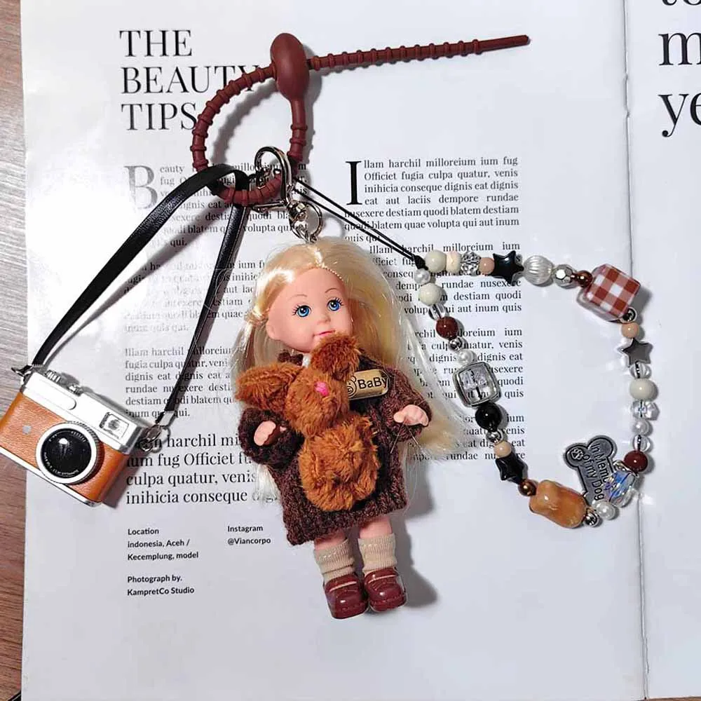 

Ins Korean Version Cute Girl Princess Doll Vintage Camera Accessories Keychain Pendant Miu Series Girl Bag Decor Cute Doll Toys