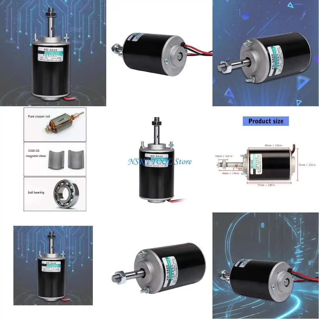 

L8RC 24V 30W Reversible Electric Gear Motor 7000RPM High Speed Permanent Magnets Motor Replacement Low Noise Electric Motor