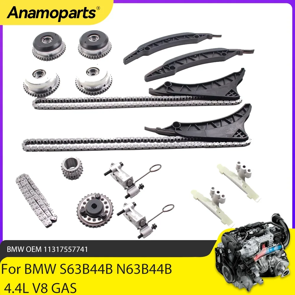 Engine Parts Timing Chain Kit Camshaft Gear VVT Fit 4.4 L N63 S63 For BMW 750i M850i X5 S63B44B N63B44B 4.4L V8 GAS 11317557741