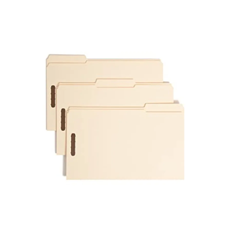 

Fastener File Folder 2 Fasteners Reinforced 1/3- Cut Tab Legal Size Manila 50 Per Box