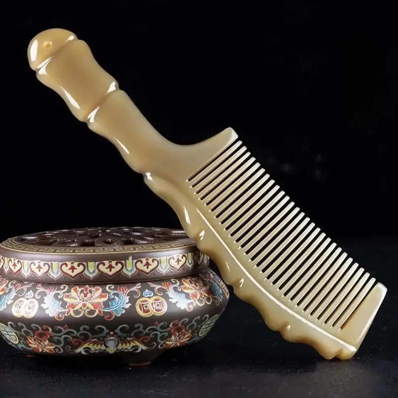 

Natural Ox Horn Comb Detangling Comb Fine Teeth Anti Static Massage Hair Comb Reduces Hair Breakage & Hair Lossand Protect Scalp