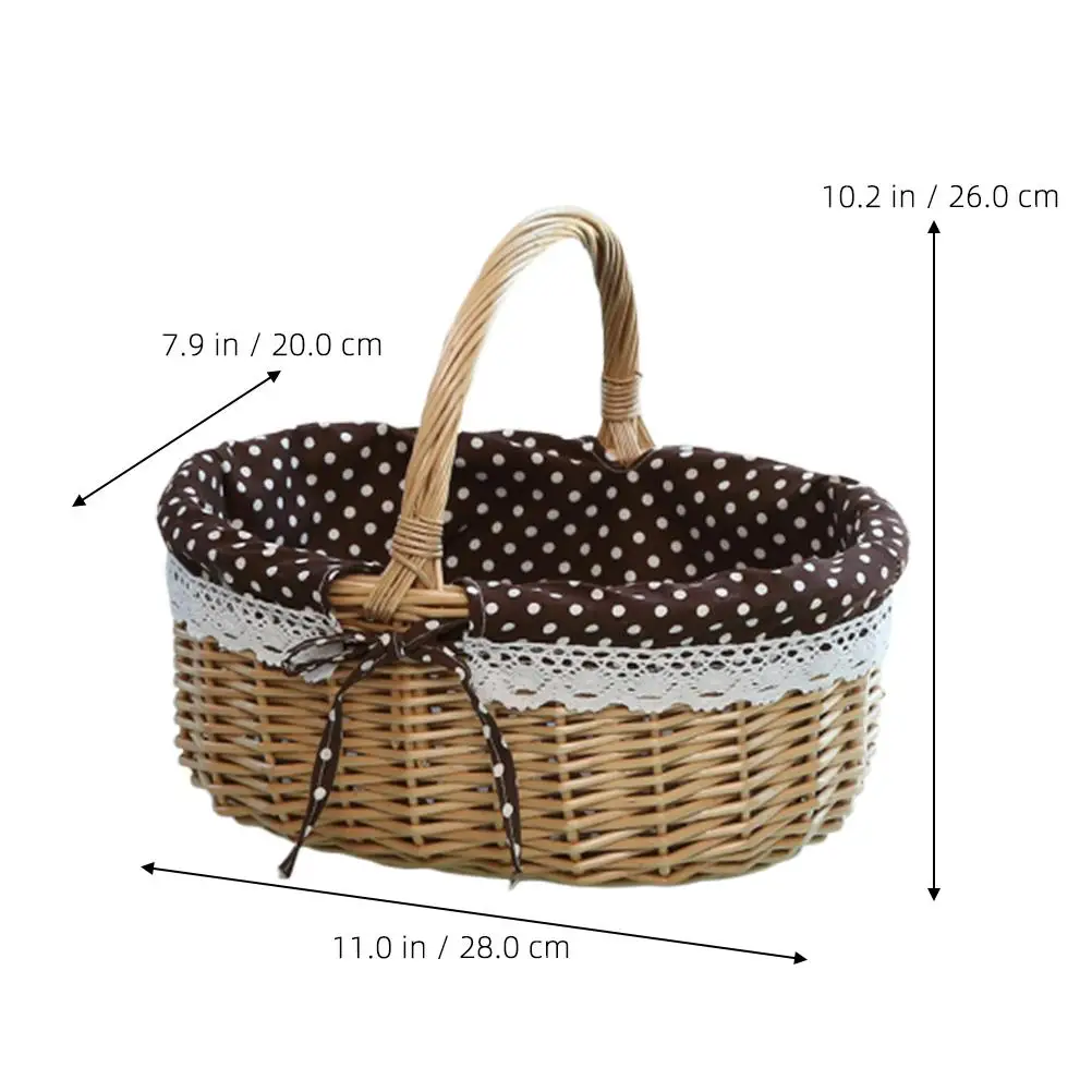 Storage Baskets Rattan Harvest Hand Picnic Blanket Candy Food Egg Gathering Handheld Shopping with Handles Child