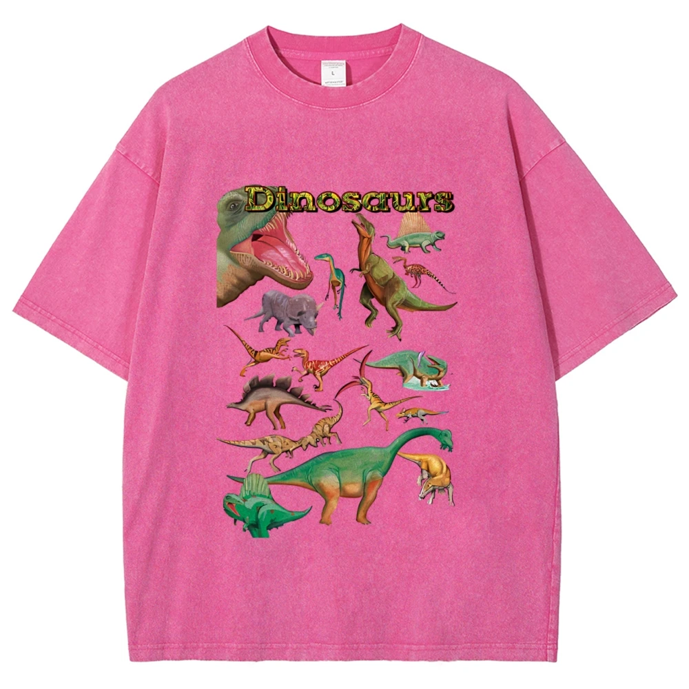 Woman Mens Oversized Y2k T Shirts Dinosaur Graphic Tees Print Crew Neck Cotton 2000s Tops Streetwear Casual Shirt