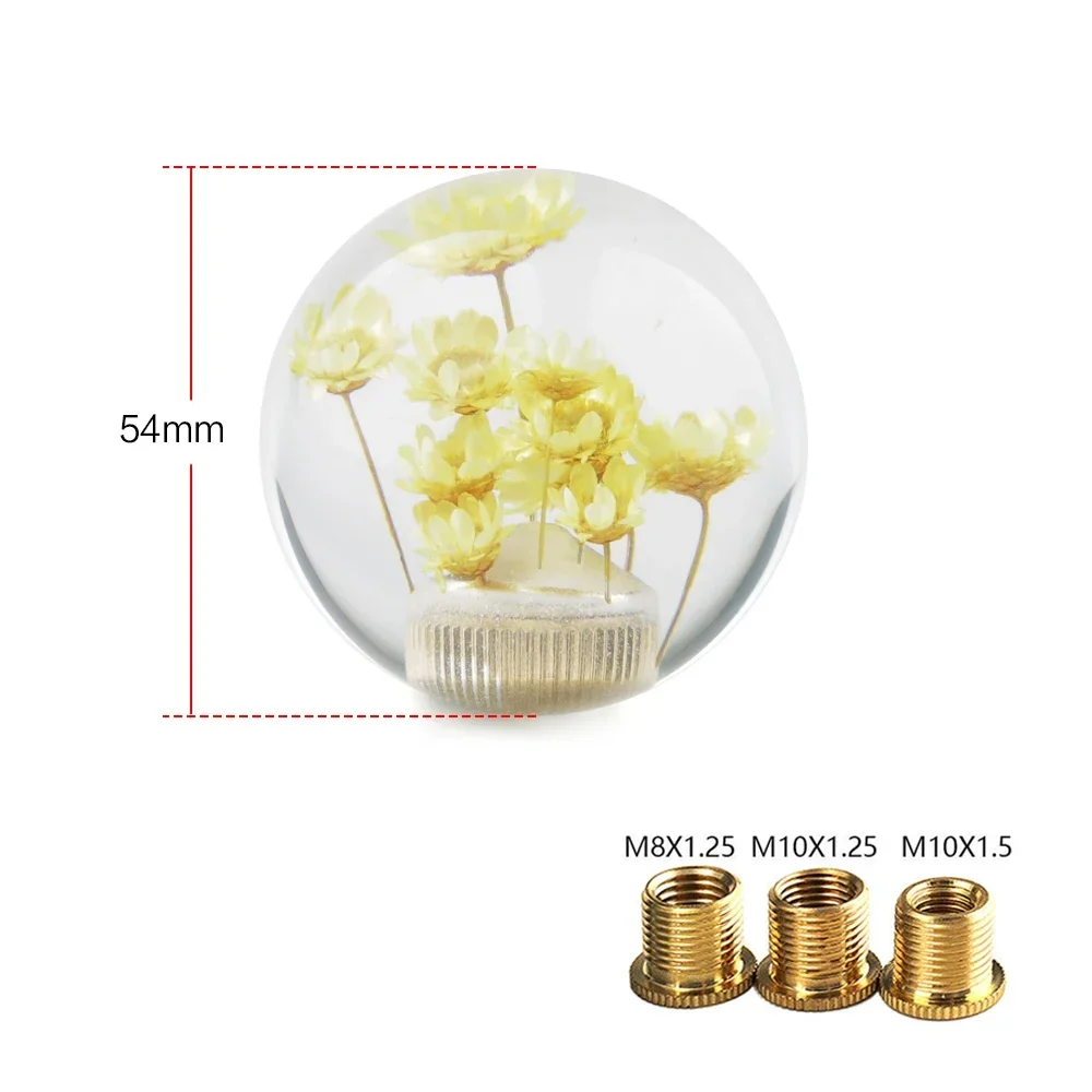 Car Manual Shifter Head Shift Knob Stick Crystal Transparent Flower Gear Shift Knob