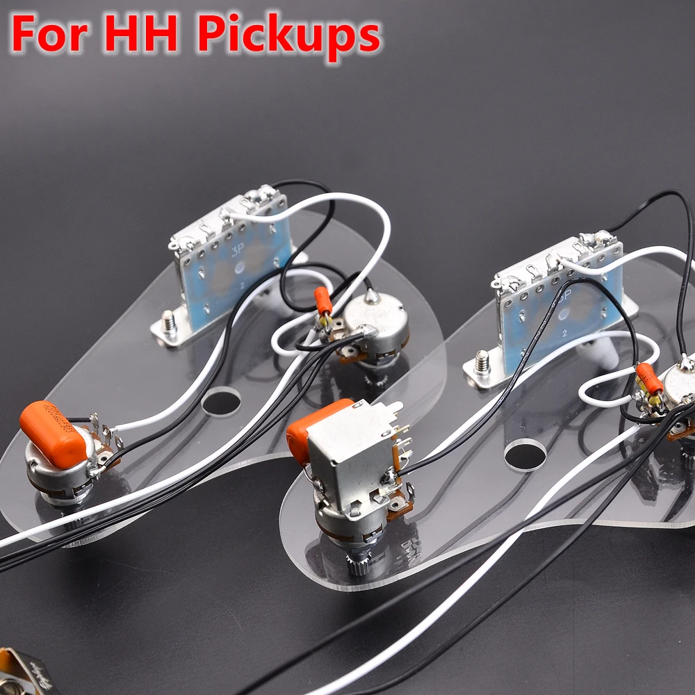 Alpha 500K Pots+3-Way Alpha Switch +Epi Jack HH Pickup Electric Guitar Wiring Harness With push pull pot/ Mine pot