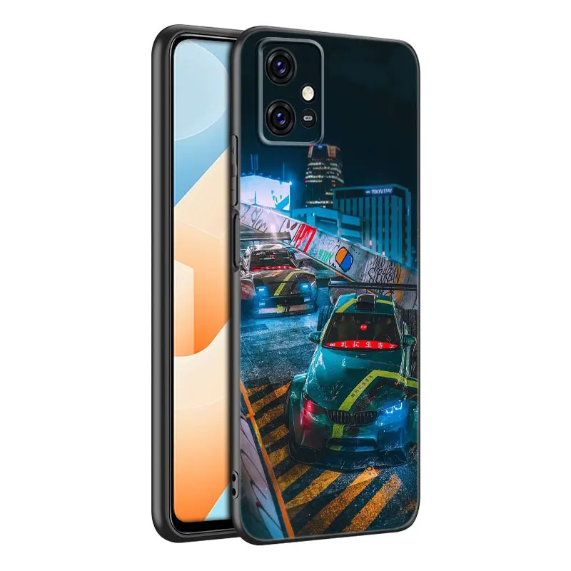 Tokyo JDM Drift Sports Car Black Phone Case For V27 V30 Pro V29e Y27 Y55 Y78 5G Y02S Y15S Y17S Y21S Y22S Y33S Y76S Y16 Y35 Y36