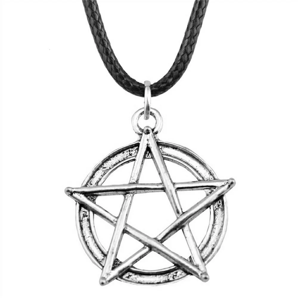 Pentagram Star Pendant Necklace for Women Gothic Wicca Charms Accessories Leather Choker Satan Fashion Jewelry Witchcraft Goth