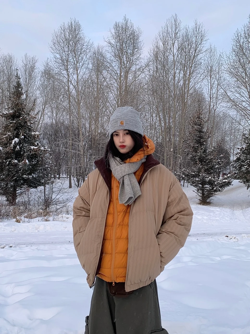 

Lifeasam American Retro Double-Sided Wearable Thiened Cotton Jaet Women's Winter Loose Cotton Coat Stand Collar Outerwear