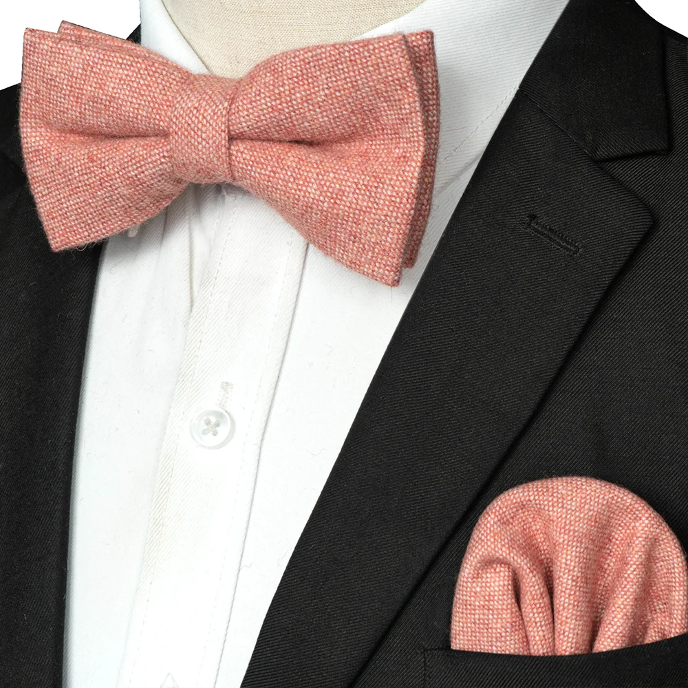 EASTEPIC Kaschmir-Krawatte, doppellagig, dick, Fliege für Herren, Einstecktuch-Set, Woll-Accessoire, warme Farbe, Hochzeitsgeschenk, Winterparty – Detail 9