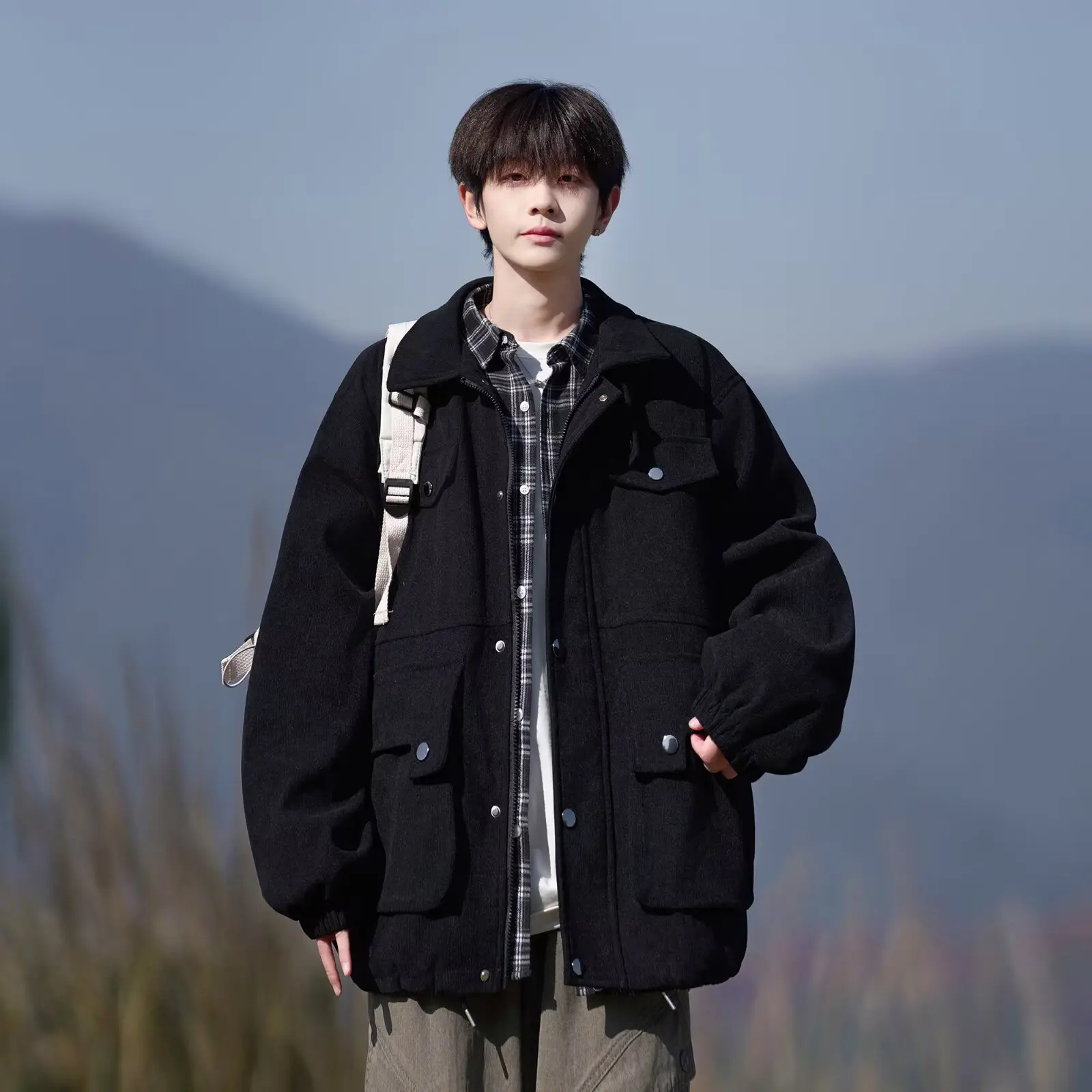 الأمريكية Sle سروال قصير الحظيرة Jaet الرجال ربيع الخريف جديد عصري الراقية الرجعية Merald عمال معطف فضفاض صالح المياه وا