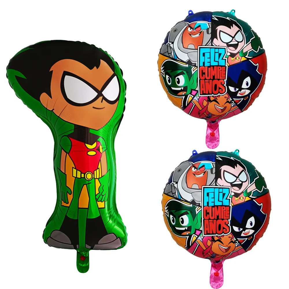 Teen Titans Go Balloons Anime Hero Robin Foil Ballons Kids Favors Cosplay Cartoon Party Happy Birthday Decorations Game Toys