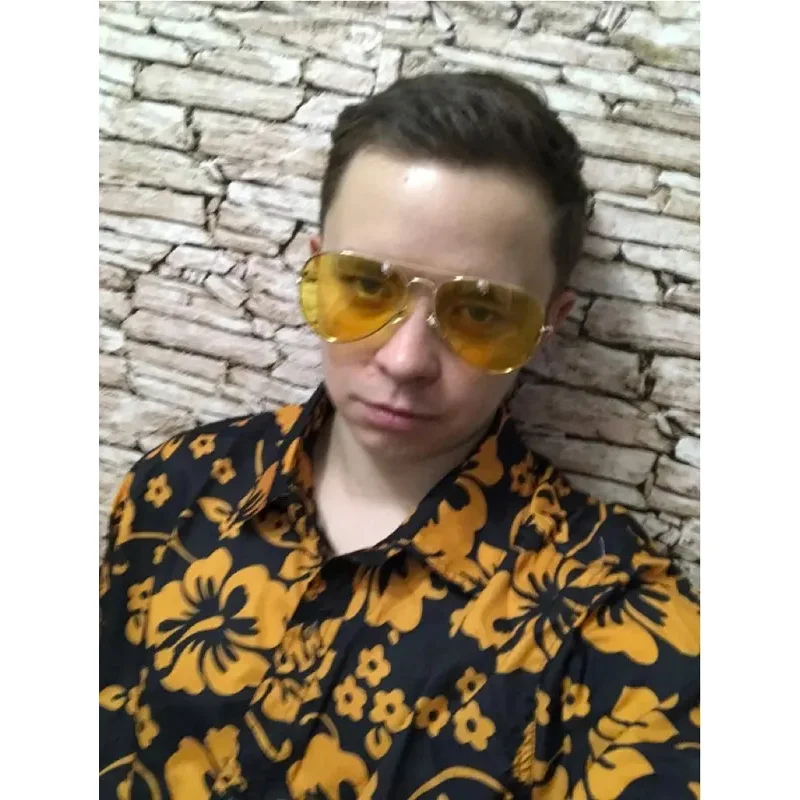 EE01 Fast Shipping Fear and Loathing in Las Vegas Raoul Duke Short Sleeves Shirts Halloween Party Cosplay Costumes men summeIo0！