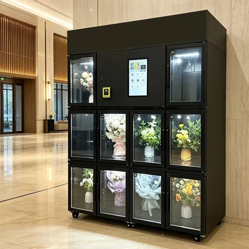 Flower Vending Machine Intelligent 24H Floral Self‑sales Cabinet, Adjustable Internal Shelves Fit For Supermarket And Commercial