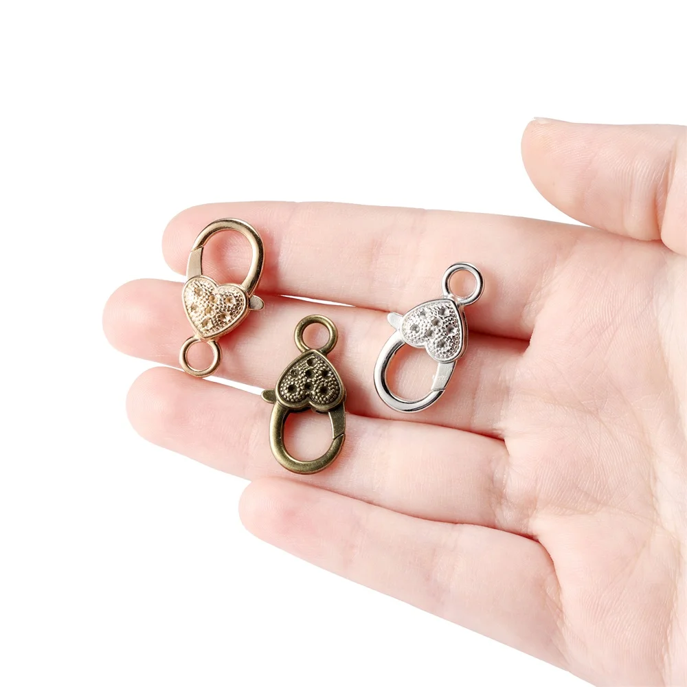 5/10pcs/lot 27x14mm Gold Silver Plated Rhodium Heart Shaped Lobster Clasp Hooks for Necklace&Bracelet Chain DIY Jewelry Making