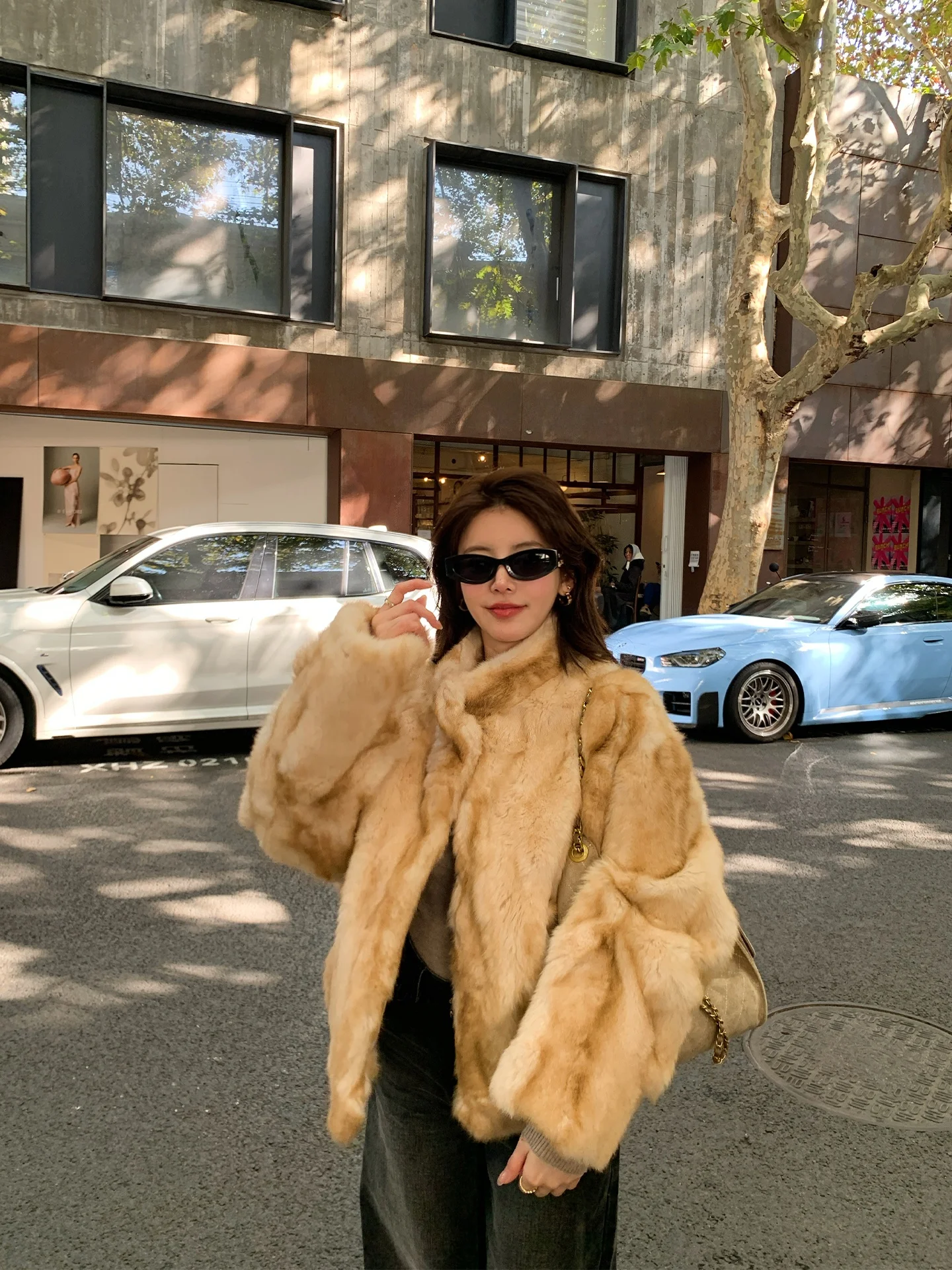 

Женское теплое пальто Daisy Lazy Sle из кроличьего меха, двустороннее, с длинными рукавами, свободного кроя, производство Китай