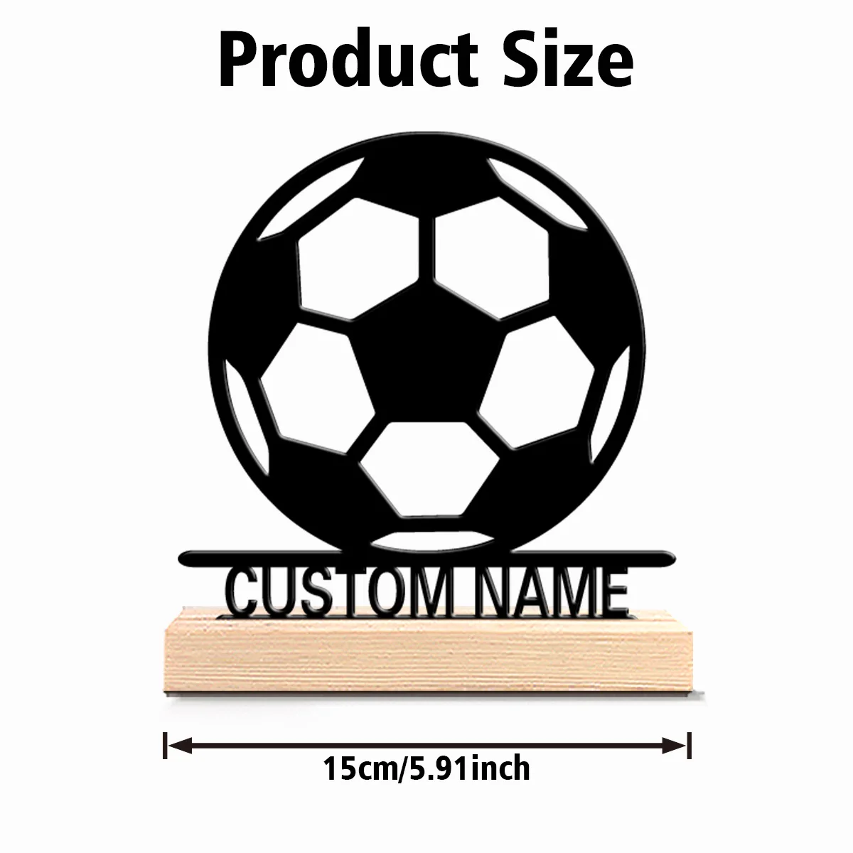 1pc Stylish Personalized Custom Football Abstract wrought iron wooden base desktop artwork Literary Desk Decor with Wooden Base