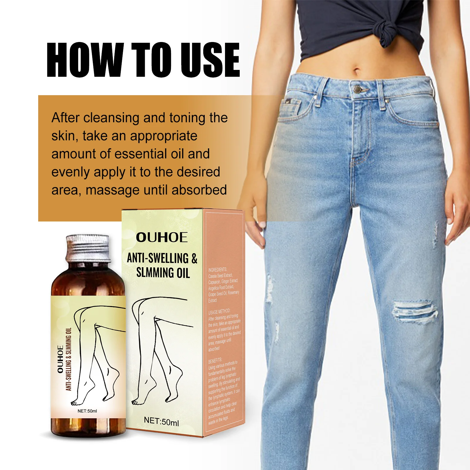 Ouhoe Firming Body Oil Moisturizing Smooth Skin Elasticity Increased Shape And Tighten Body Muscles Whole Body Skin Massage Oil