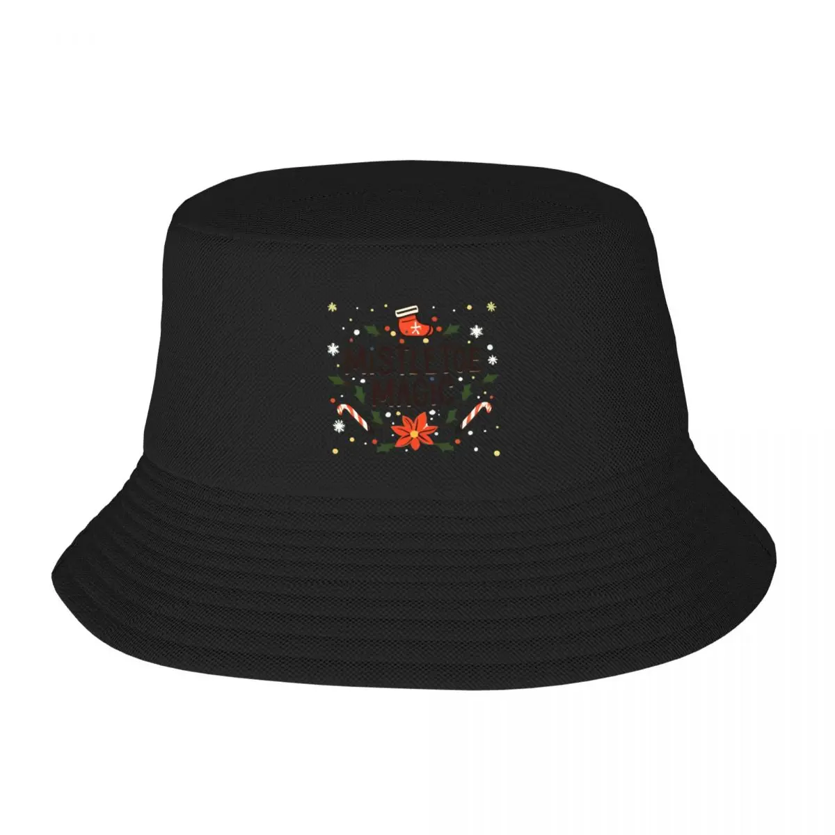 Funny Christmas Pun Santa Claus Christmas Quotes Mistletoe Magic Bucket Hat foam party hats Golf Mens Caps Women's