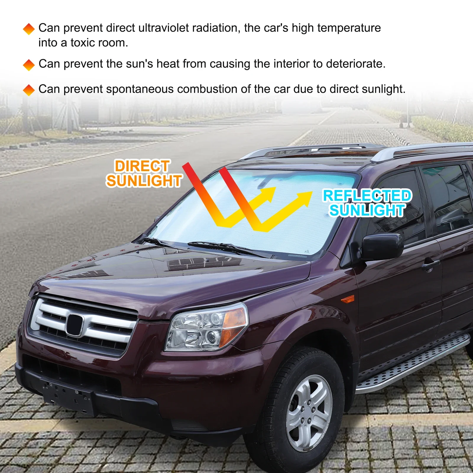 

Aluminum Foil Silver Car Front Windshield Sunshade Sun Protection Visor Sunshade Interior Car Accessories For Honda Pilot 03-08