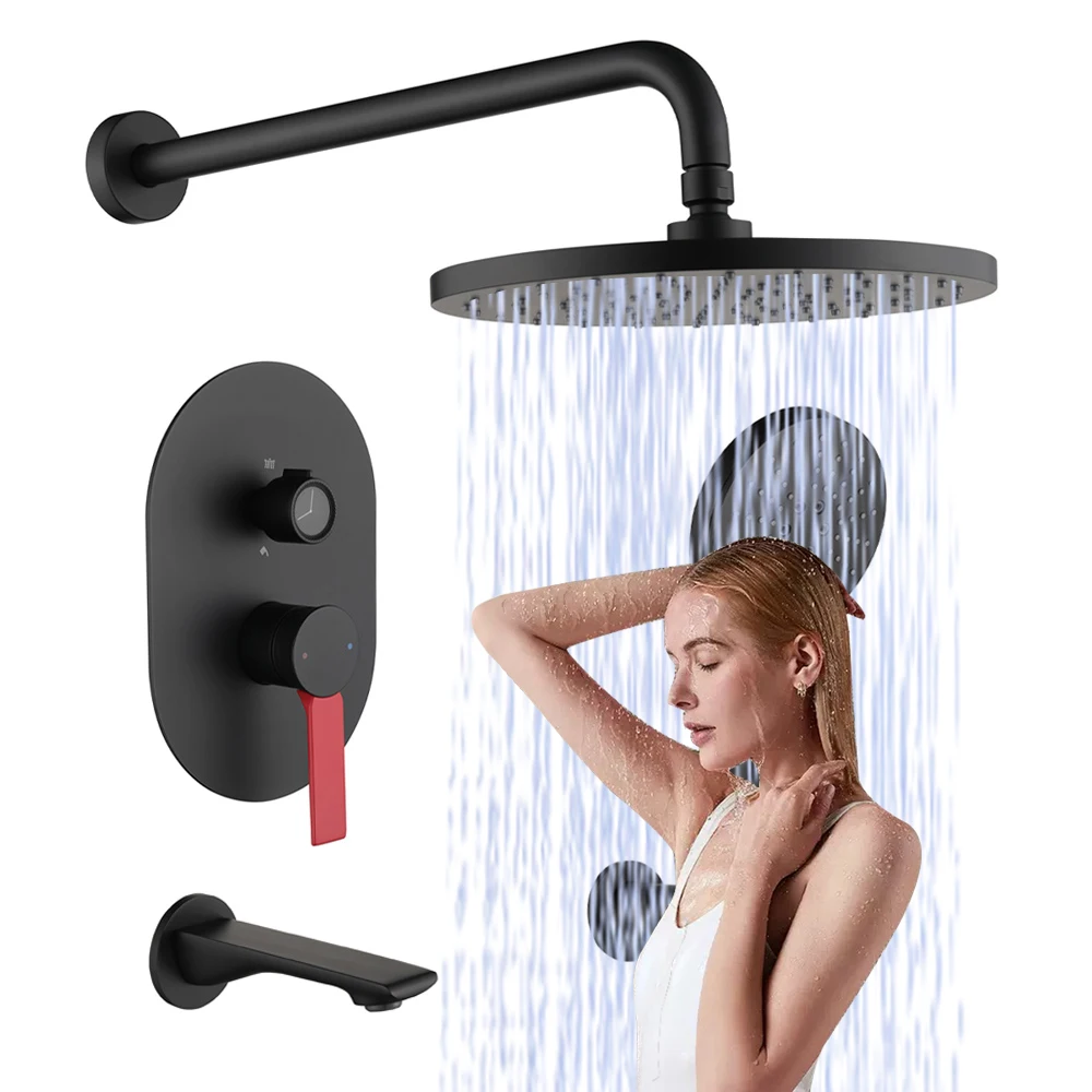 مجموعة نظام دش حوض الاستحمام الحراري الذهبي المصقول، صنابير الدش النحاسية الصلبة لتجديد فندق الحمام