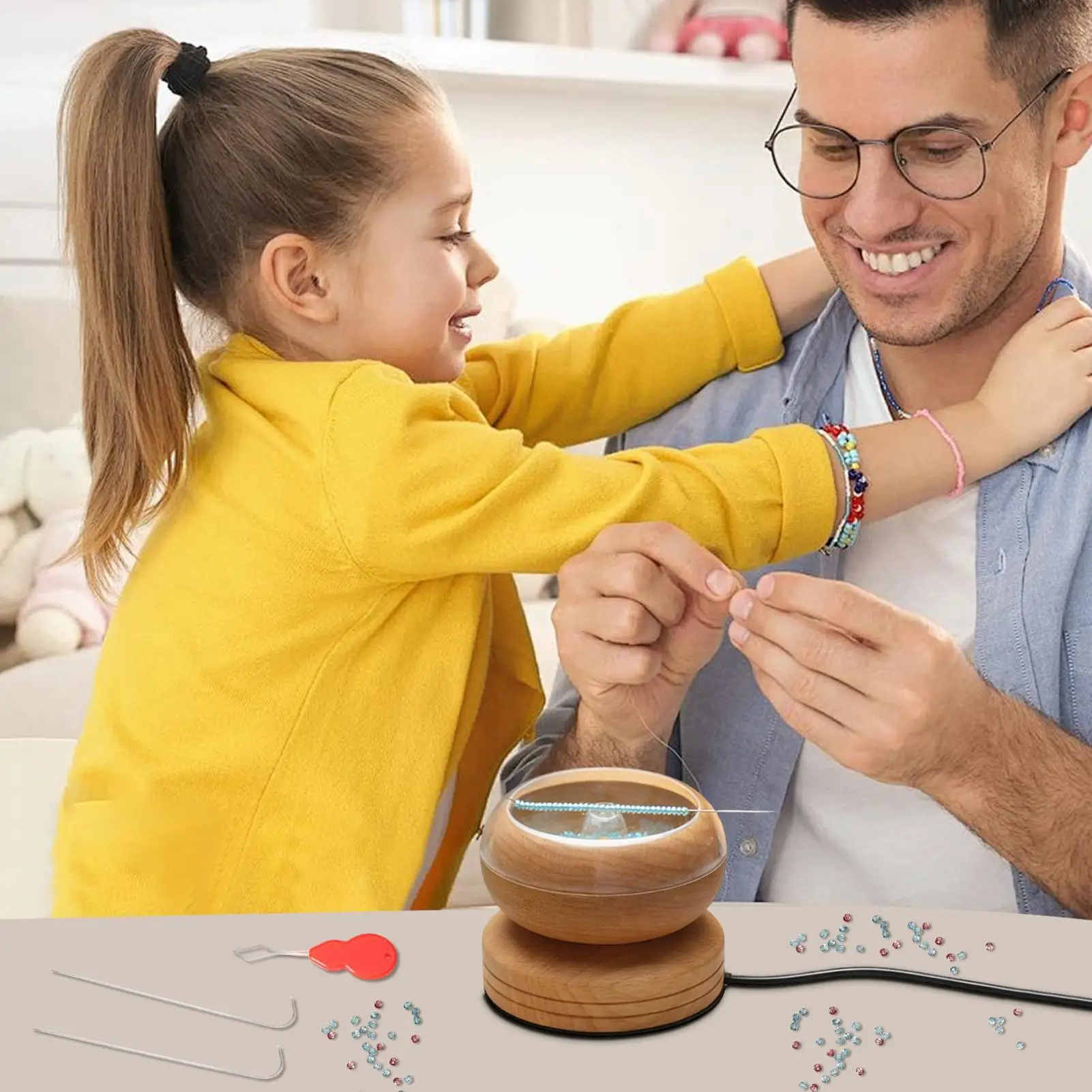 

Спиннер для глиняных бусин, деревянные принадлежности для искусства и рукоделия с иглами, электрический Спиннер для бусин для любителей ювелирных изделий для девочек и женщин