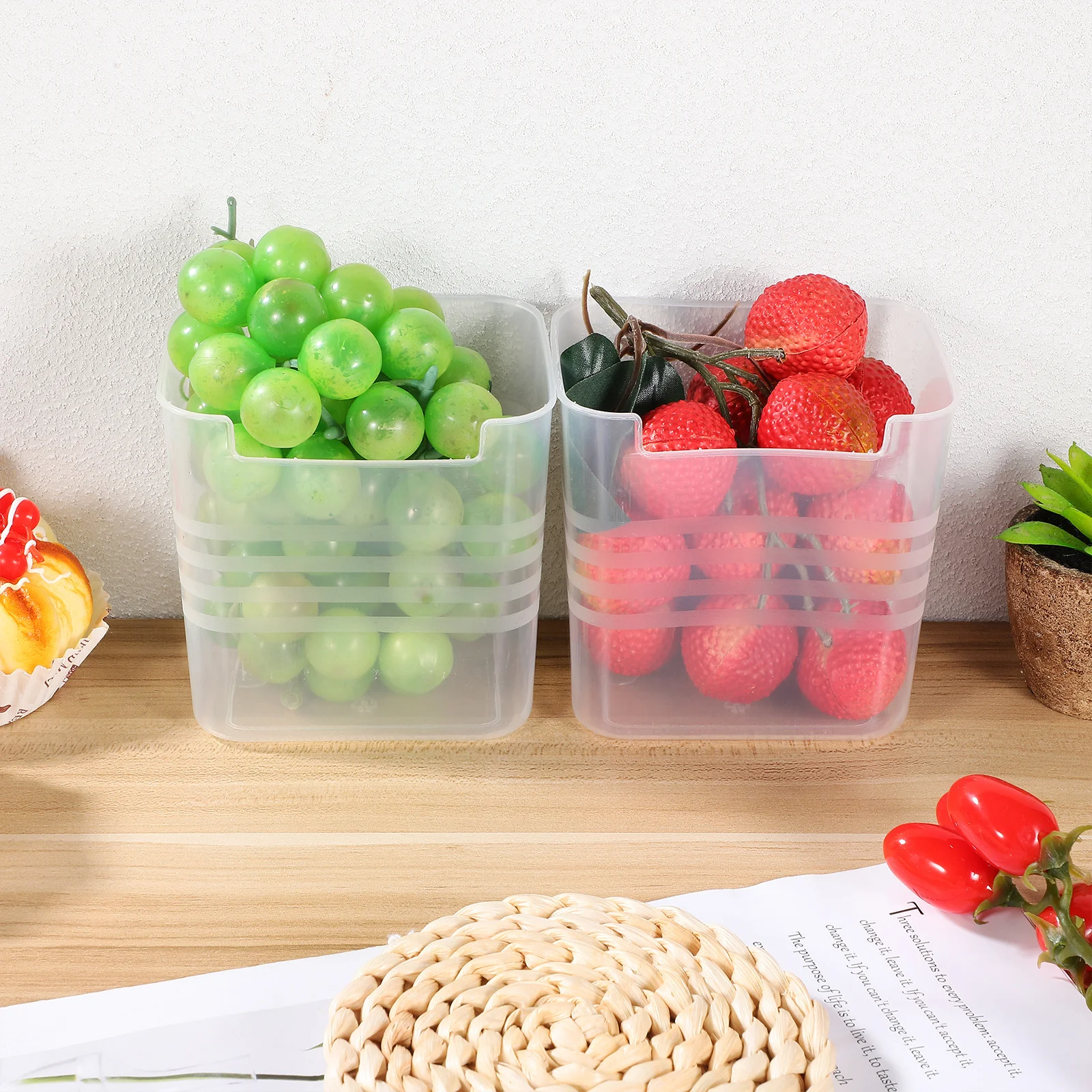

2pcs Fridge Side Door Storage Box Translucent Refrigerator Organizer Bins For Kitchen Home Vegetable Fruit Drink Storage Space