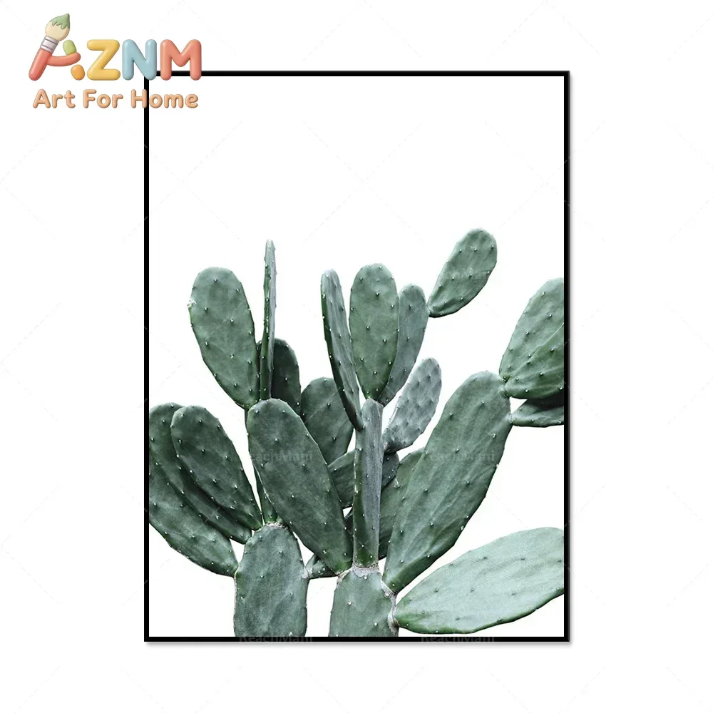 AZNM Tropical Cactus Succulent Canvas Wall Art Botanical Desert Plant Frameless Print Poster for Living Room Bedroom Home Decor