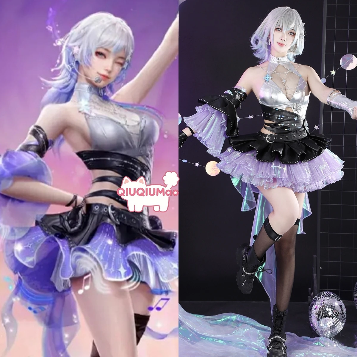 

Game NARAKA: BLADEPOINT Cosplay Costume Women Anime Lannie Role Playing Purple Dress for Adult Halloween Comic Con Party Outfit