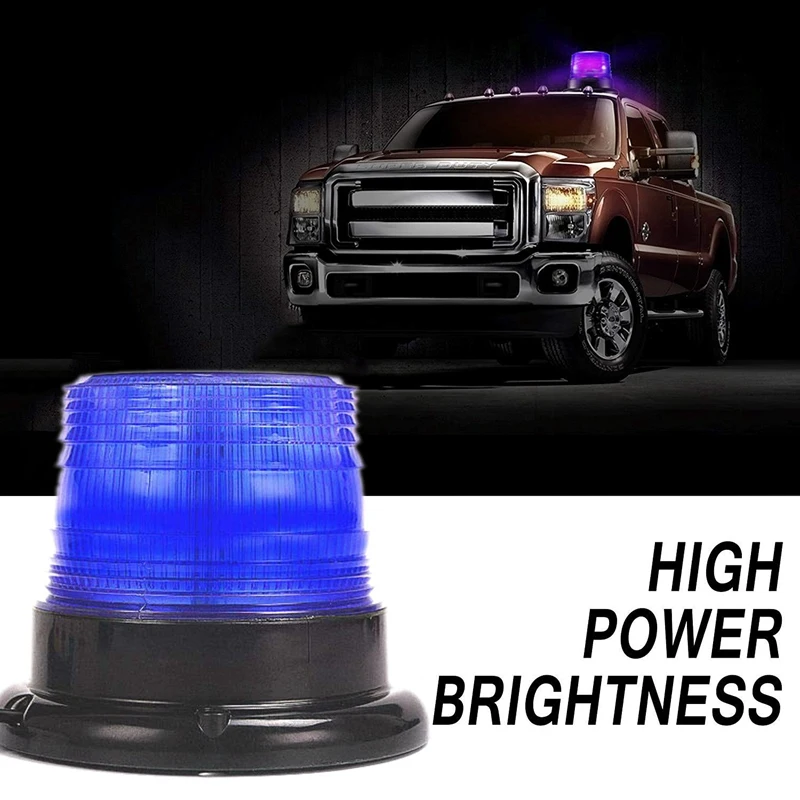 12V LED Strobe Light Blue Warning Lights Super Bright Emergency Warning Flash Beacon Light for Car Truck Bus Forklift