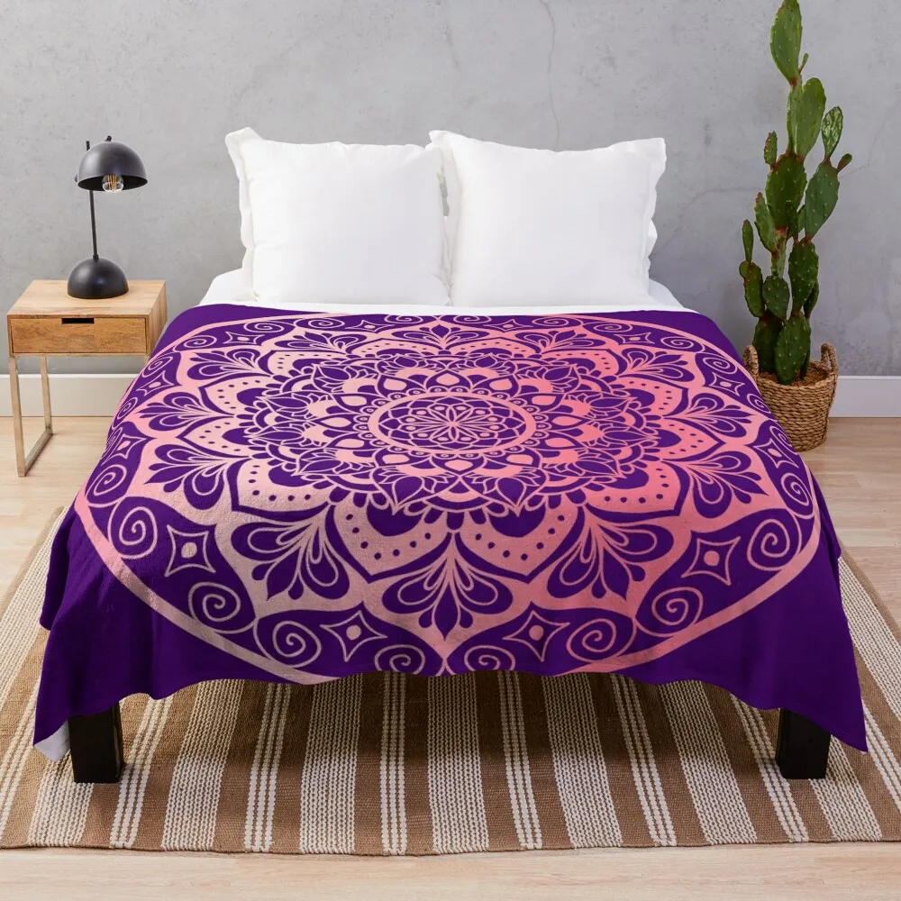 Rose Gold and Purple Circle Mandala Medallion Throw Blanket Tourist christmas gifts Sofa Throw Blankets