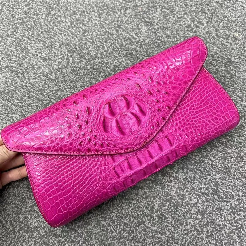 

Authentic Crocodile Skin Women's Envelop Clutch Genuine Exotic Alligator Leather Lady Chain Purse Bag Female Cross Shoulder Bag