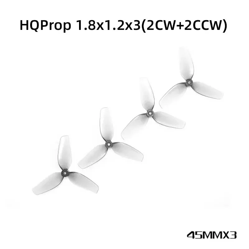 HQProp 1.8x1.2x3 Propeller Blades HQ 45MMX3 1.5MM Hole 45mm Three-Blade Propeller 2 Forward, 2 Reverse