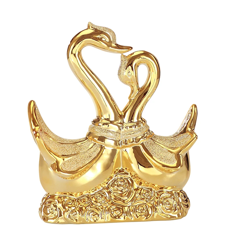 Imagem -06 - Banhado a Ouro Cisne Amor Enfeites Cerâmicos Escultura de Vela Suave Decoração de Escultura Estante de Casa Estatuetas de Gabinete Exibição de Artesanato Escritório e Bar