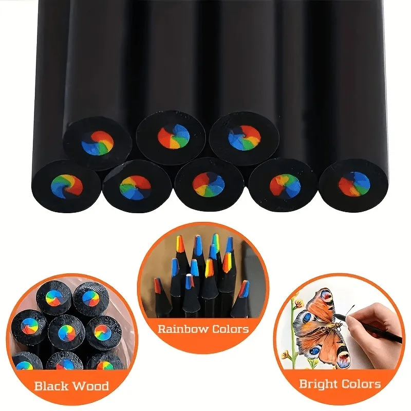 10pcs Rainbow Colored Pencils,Vibrant Drawing Supplies for School Home Sketching & Doodle Art Projects - Hexagonal Wooden Barrel
