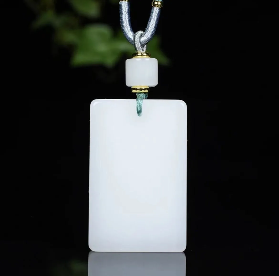 Natural Nephrite White Jade Blank Pendant Necklace Men Women Lucky Amulet Fine Jewelry Genuine Hetian Jades Rectangle Necklaces