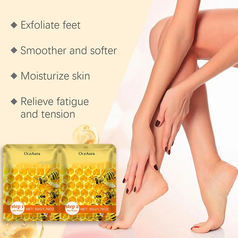 2in1 box of 2pcs bee foot exfoliating mud, gentle exfoliation and rejuvenation skin improvement, rough feet, exfoliation