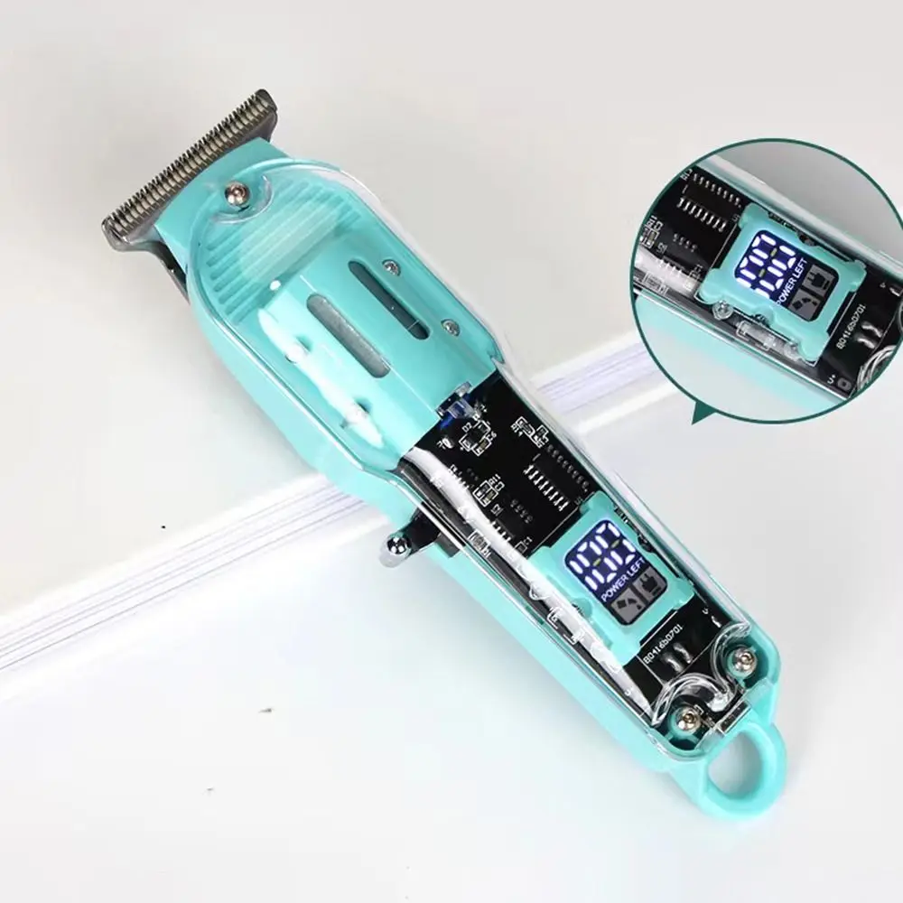 

USB Rechargeable Electric Hair Clipper Transparent Cover Cordless Hair Cutting Machine LCD Waterproof Beard Shaver Trimmer