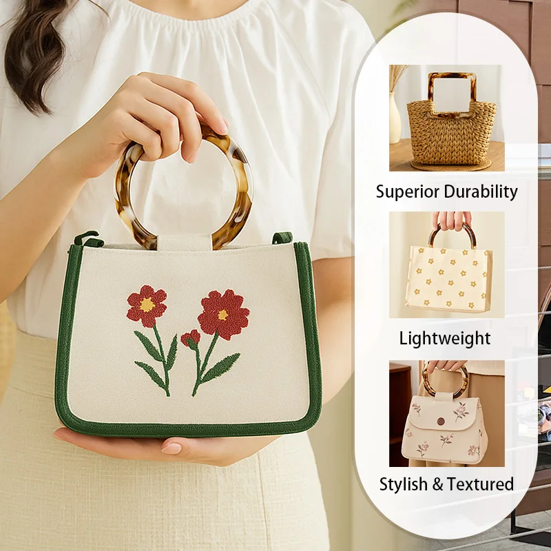 2Pcs Amber Plastic Handle Women's Bag Handles Acrylic O D Ring Handbag Woven-bag Replace Rings Purse Frame DIY Bags Accessories