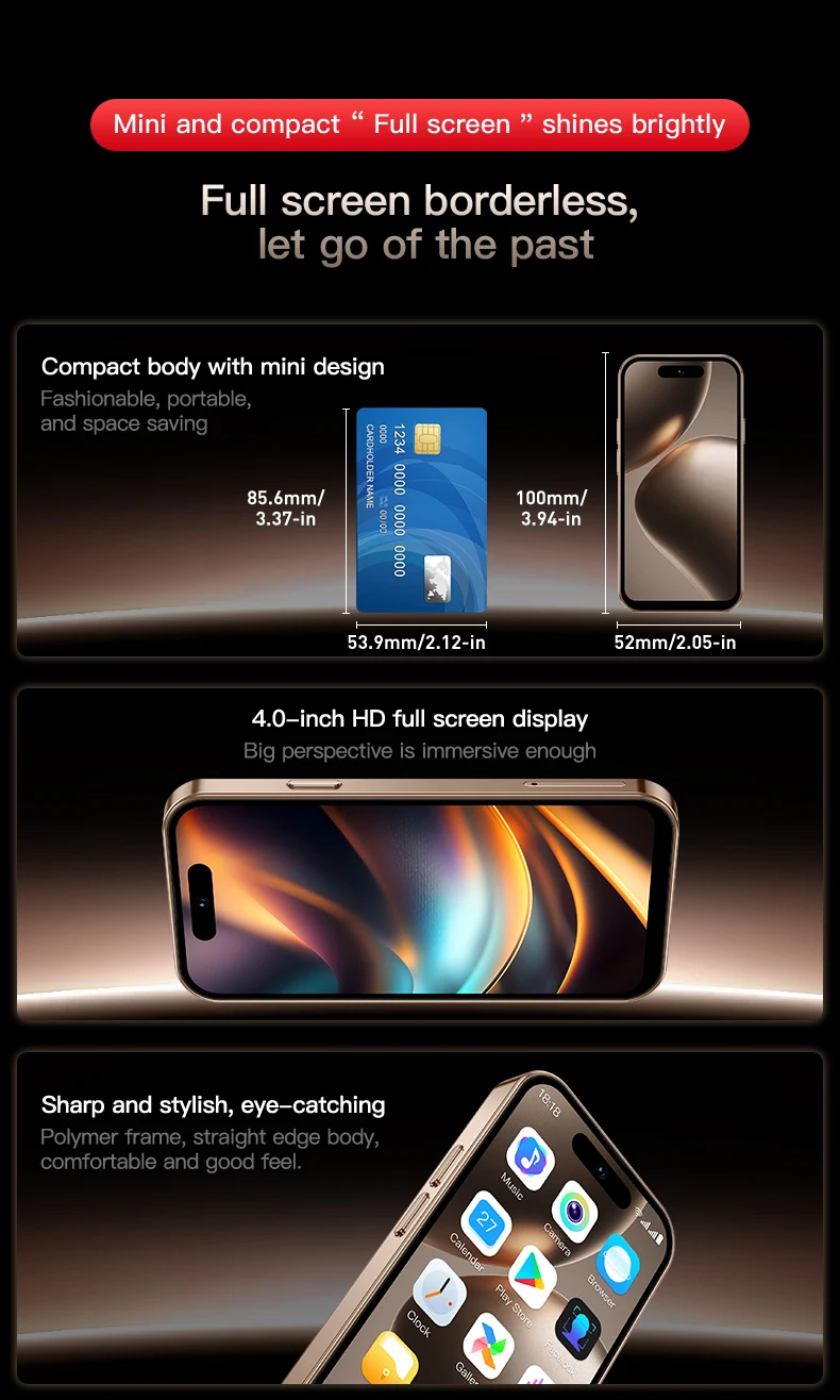 【 Face ID Small Screen Artifact 】 ONEMYTH M16 Pro Mini Smart Phone 4-inch Screen+Dual SIM+2000mAh 2+16GB Practical Configuration