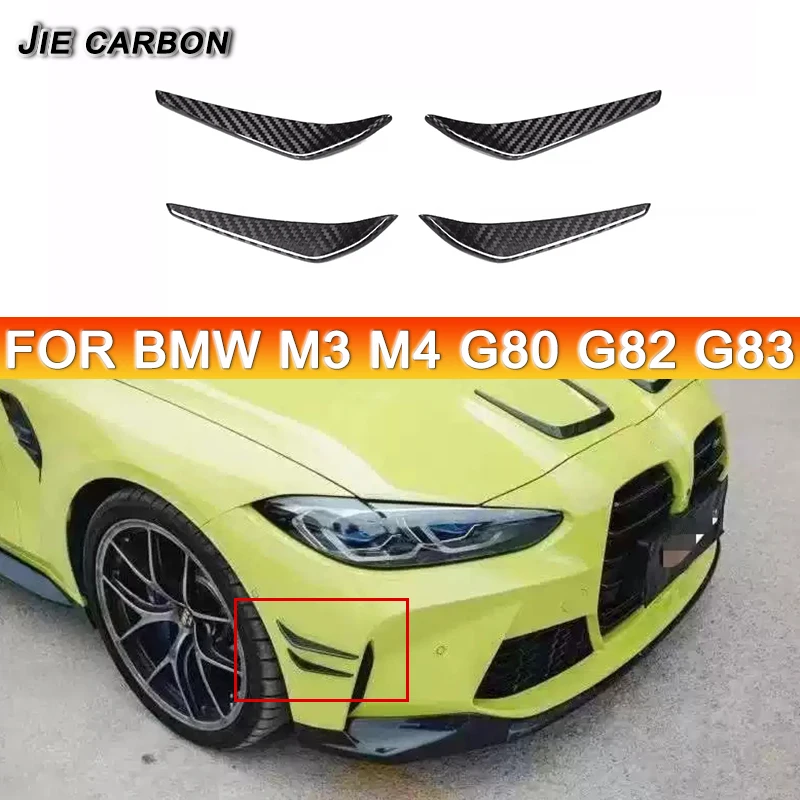 

Carbon Fiber Front Bumper Side Canards Splitter Spoiler For BMW G80 M3 G82 G83 M4 MP Style Car Flaps Apron Trim Body Kit