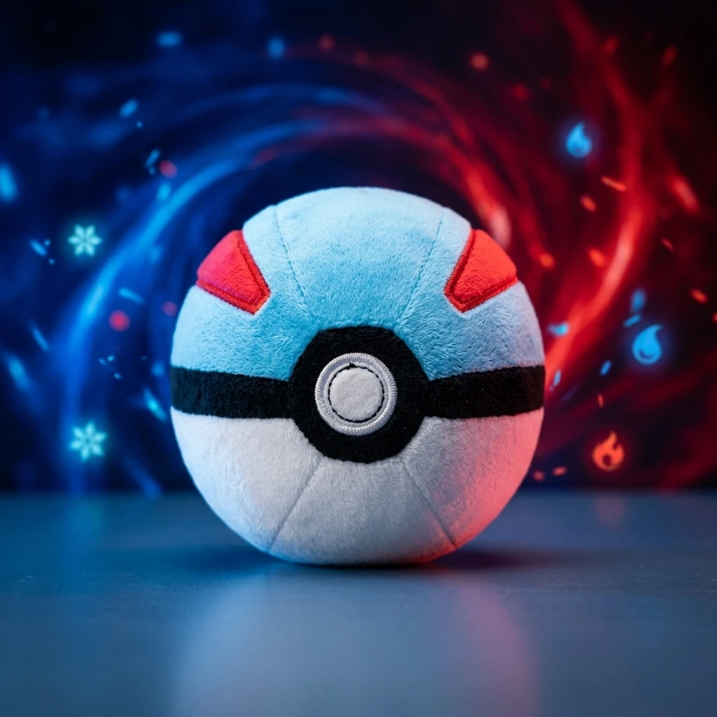 Pokeball Plush Toy 5 Inch 12cm Red Purple Black Blue White Soft Stuffed Ball Doll Collection Gift for Pokemon Fans Kids view 5